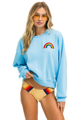 RAINBOW EMBROIDERY RELAXED CREW SWEATSHIRT - SKY Sweatshirt Aviator Nation 