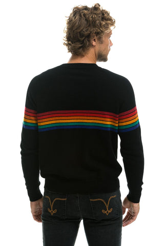 RAINBOW STRIPE 6 UNISEX CASHMERE SWEATER - BLACK Sweatshirt Aviator Nation 