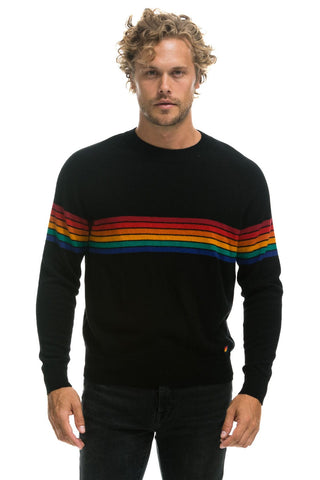 RAINBOW STRIPE 6 UNISEX CASHMERE SWEATER - BLACK Sweatshirt Aviator Nation 
