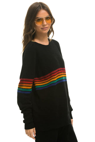 RAINBOW STRIPE 6 UNISEX CASHMERE SWEATER - BLACK Sweatshirt Aviator Nation 
