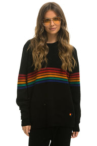 RAINBOW STRIPE 6 UNISEX CASHMERE SWEATER - BLACK Sweatshirt Aviator Nation 