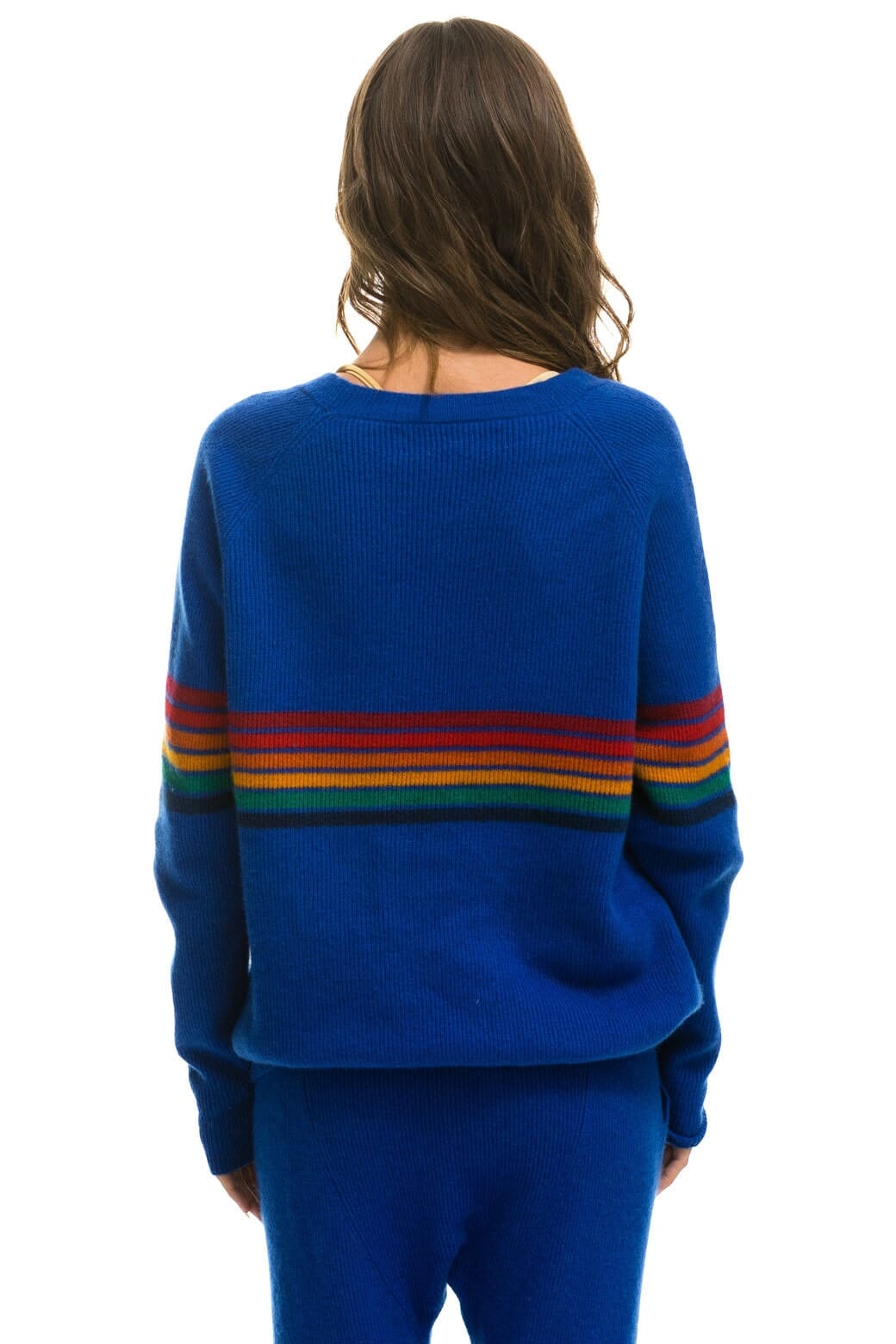 RAINBOW STRIPE 6 UNISEX CASHMERE SWEATER - LAPIS Sweatshirt Aviator Nation 