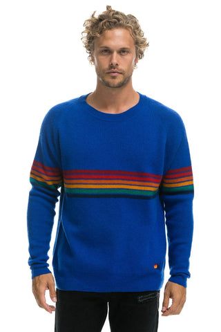 RAINBOW STRIPE 6 UNISEX CASHMERE SWEATER - LAPIS Sweatshirt Aviator Nation 