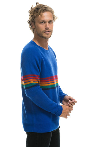 RAINBOW STRIPE 6 UNISEX CASHMERE SWEATER - LAPIS Sweatshirt Aviator Nation 