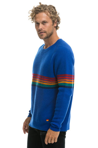 RAINBOW STRIPE 6 UNISEX CASHMERE SWEATER - LAPIS Sweatshirt Aviator Nation 