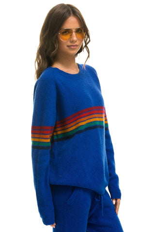 RAINBOW STRIPE 6 UNISEX CASHMERE SWEATER - LAPIS Sweatshirt Aviator Nation 