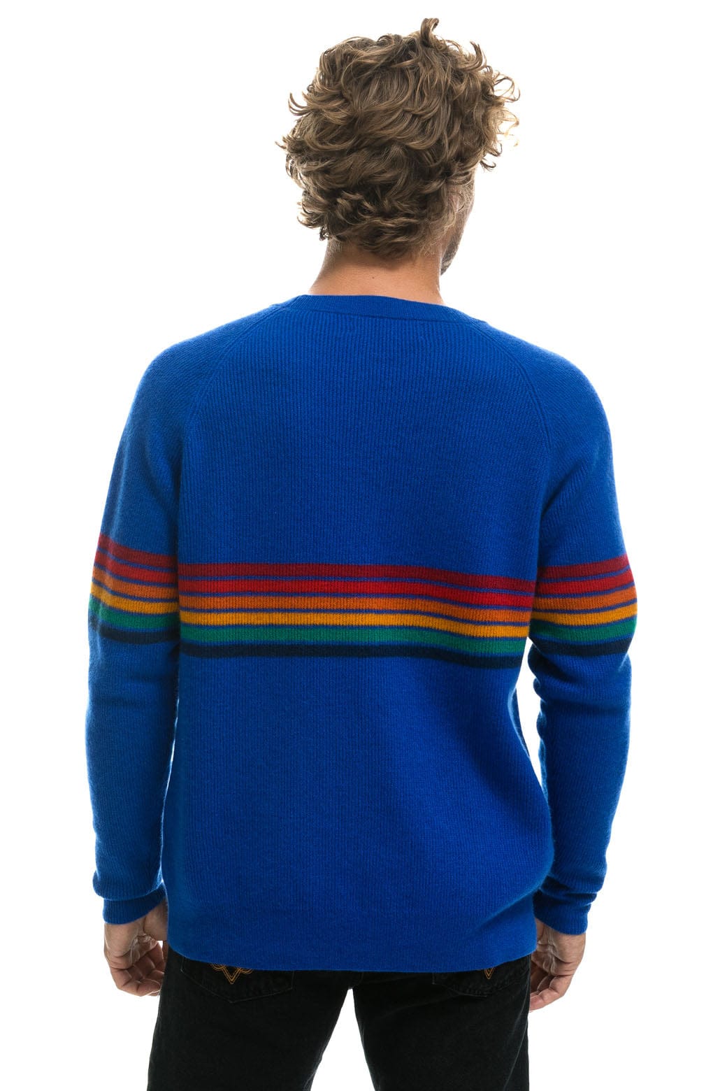 RAINBOW STRIPE 6 UNISEX CASHMERE SWEATER - LAPIS Sweatshirt Aviator Nation 