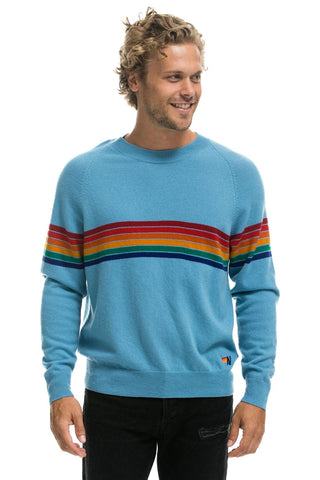 RAINBOW STRIPE 6 UNISEX LIGHT CASHMERE SWEATER - OCEAN Sweatshirt Aviator Nation 