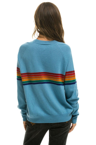 RAINBOW STRIPE 6 UNISEX LIGHT CASHMERE SWEATER - OCEAN Sweatshirt Aviator Nation 