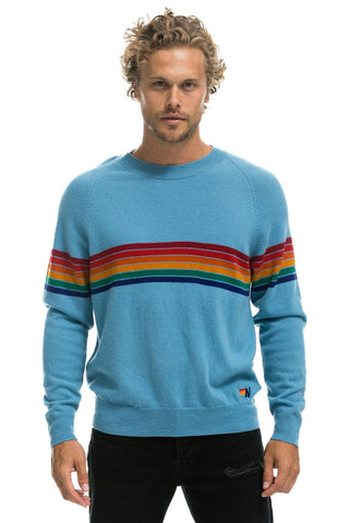RAINBOW STRIPE 6 UNISEX LIGHT CASHMERE SWEATER - OCEAN Sweatshirt Aviator Nation 