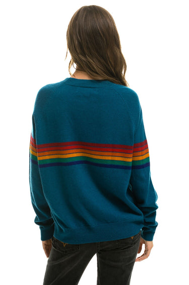RAINBOW STRIPE 6 UNISEX LIGHT CASHMERE SWEATER - PEACOCK Sweatshirt Aviator Nation 