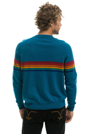 RAINBOW STRIPE 6 UNISEX LIGHT CASHMERE SWEATER - PEACOCK Sweatshirt Aviator Nation 