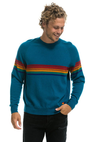 RAINBOW STRIPE 6 UNISEX LIGHT CASHMERE SWEATER - PEACOCK Sweatshirt Aviator Nation 