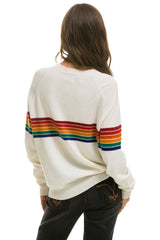 RAINBOW STRIPE 6 UNISEX LIGHT CASHMERE SWEATER - SNOW Sweatshirt Aviator Nation 