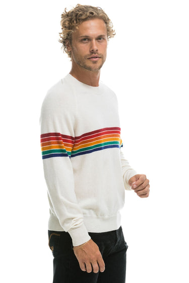 RAINBOW STRIPE 6 UNISEX LIGHT CASHMERE SWEATER - SNOW Sweatshirt Aviator Nation 