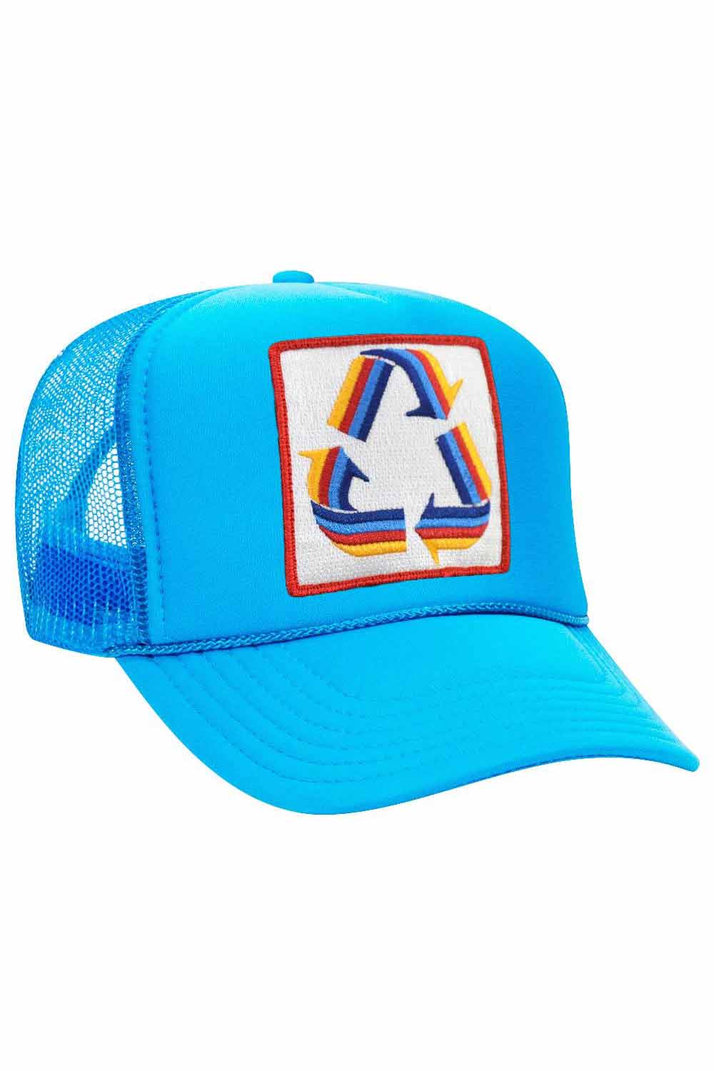 RECYCLE TRUCKER HAT HATS Aviator Nation OS NEON BLUE 