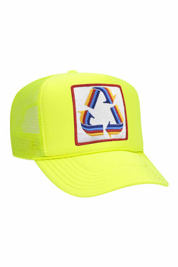 RECYCLE TRUCKER HAT HATS Aviator Nation OS NEON YELLOW