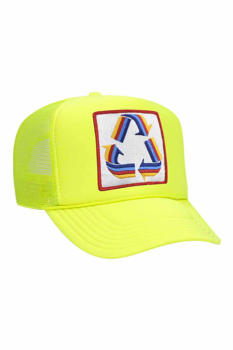 RECYCLE TRUCKER HAT HATS Aviator Nation OS NEON YELLOW