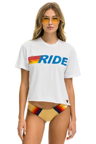 RIDE LOGO BOYFRIEND TEE - WHITE Boyfriend Tee Aviator Nation 