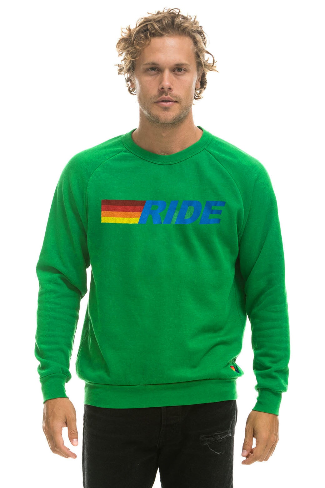 RIDE LOGO CREW SWEATSHIRT - KELLY GREEN Sweatshirt Aviator Nation 