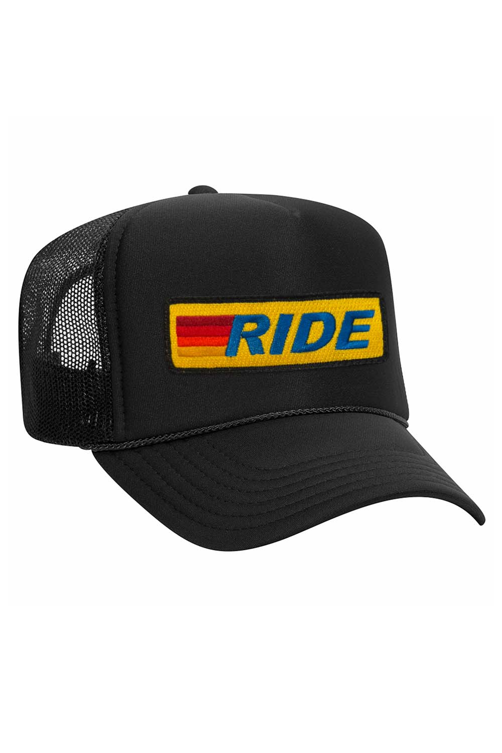 RIDE LOGO - VINTAGE LOW RISE TRUCKER HATS Aviator Nation BLKNYEL 