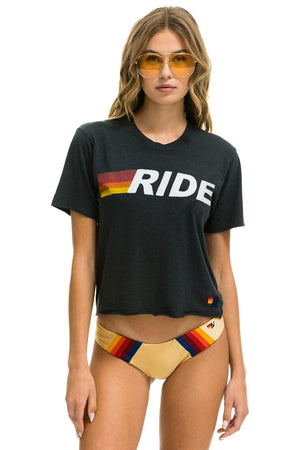 RIDE LOGO WHITE BOYFRIEND TEE - CHARCOAL