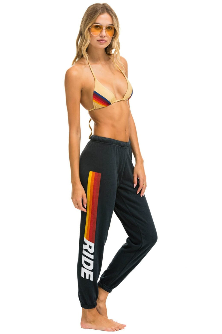 RIDE LOGO WHITE SWEATPANTS - CHARCOAL Women's Sweatpants Aviator Nation 