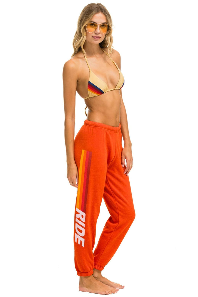 RIDE LOGO WHITE SWEATPANTS - ORANGE Women's Sweatpants Aviator Nation 