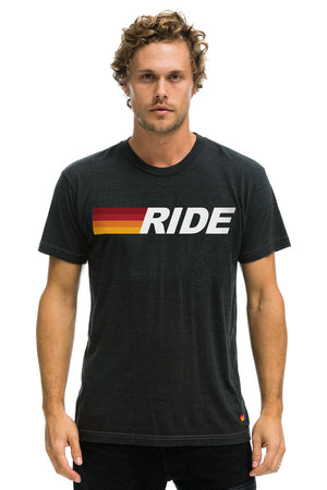 RIDE LOGO WHITE TEE - CHARCOAL