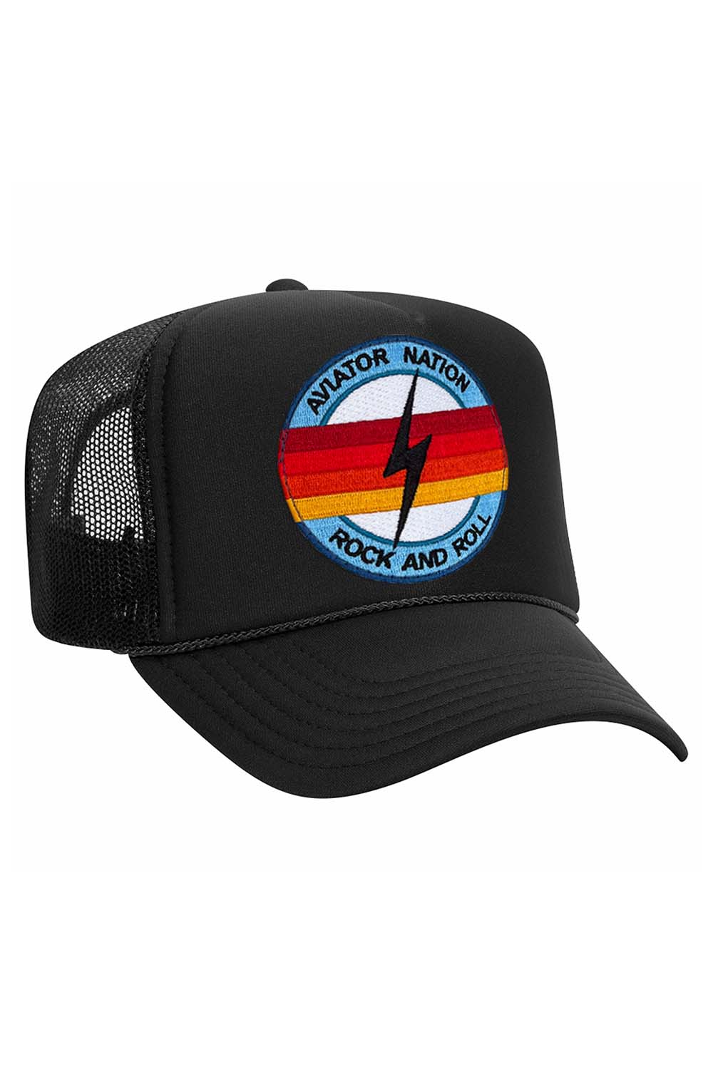 ROCK AND ROLL BOLT VINTAGE TRUCKER HAT HATS Aviator Nation BLACK 
