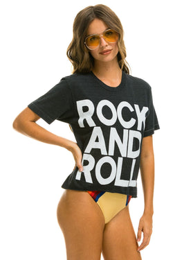 ROCK AND ROLL BOYFRIEND TEE - CHARCOAL Boyfriend Tee Aviator Nation 