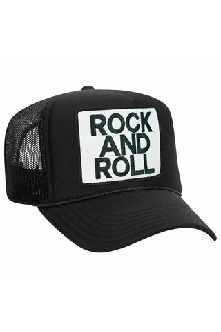ROCK & ROLL VINTAGE TRUCKER HAT HATS Aviator Nation OS BLACK 
