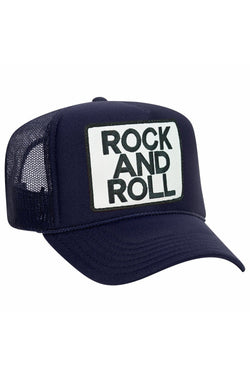 ROCK & ROLL VINTAGE TRUCKER HAT HATS Aviator Nation OS NAVY 