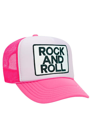 ROCK & ROLL VINTAGE TRUCKER HAT HATS Aviator Nation OS NEON PINK / WHITE / NEON PINK 