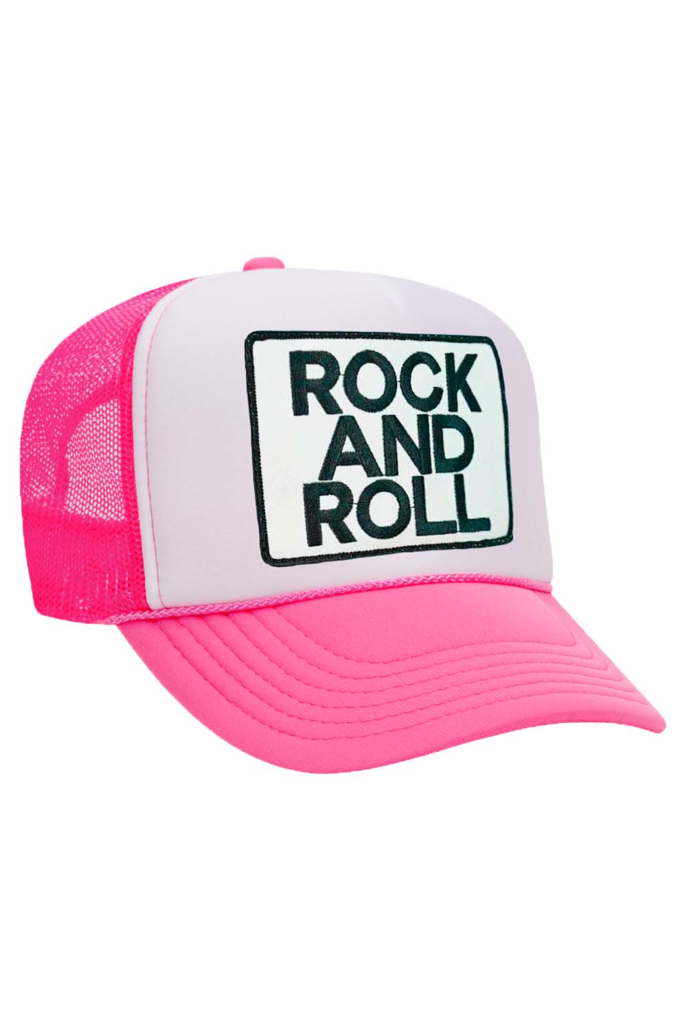 ROCK &amp; ROLL VINTAGE TRUCKER HAT HATS Aviator Nation OS NEON PINK / WHITE / NEON PINK 