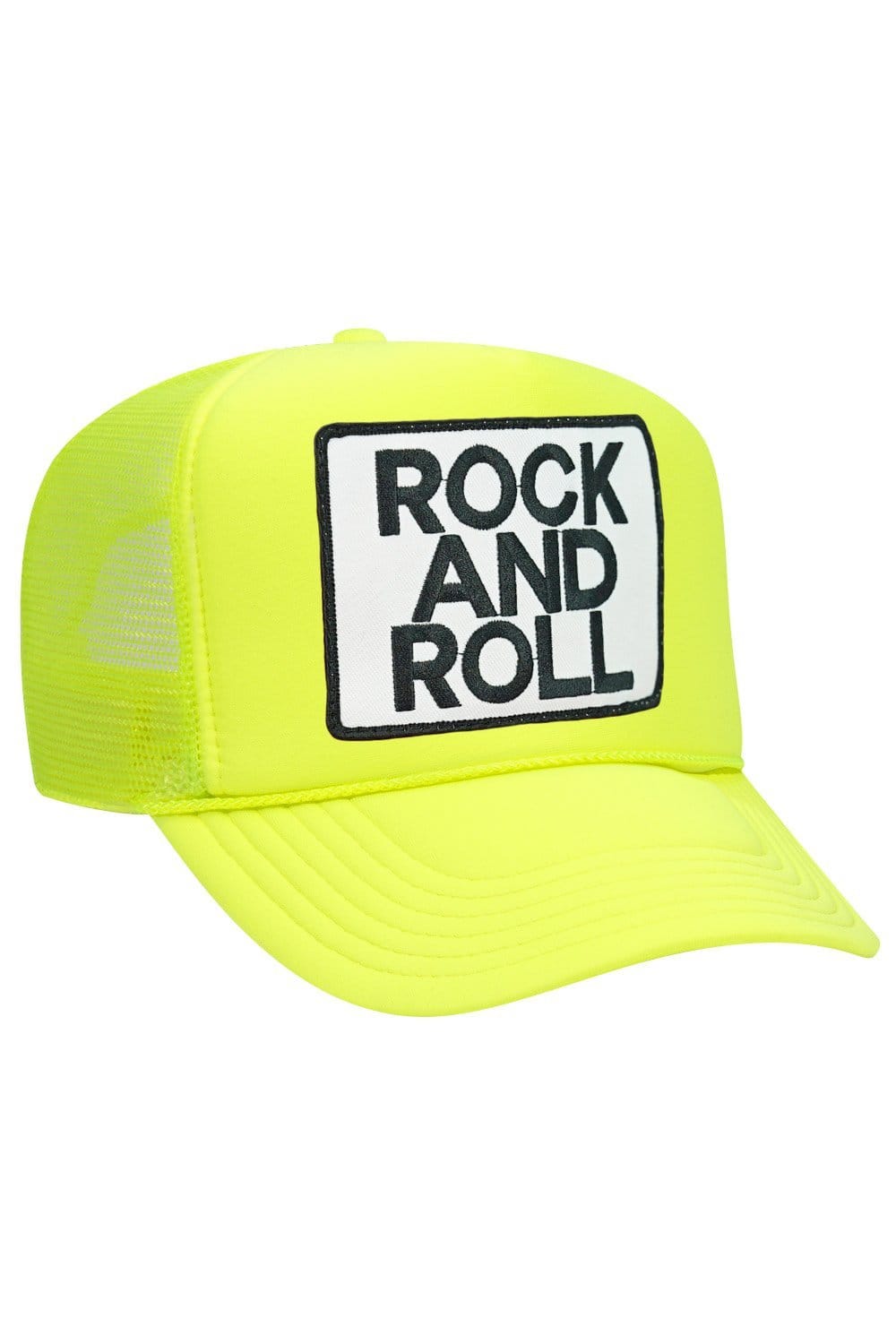ROCK & ROLL VINTAGE TRUCKER HAT HATS Aviator Nation OS NEON YELLOW 