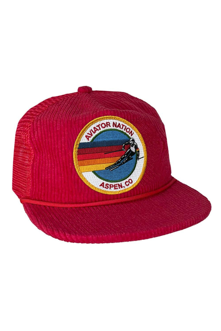 SIGNATURE ASPEN - VINTAGE CORDUROY MESH TRUCKER HATS Aviator Nation RED 