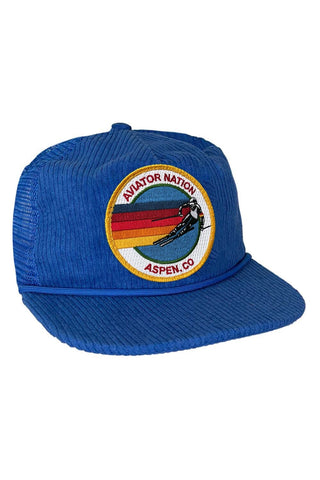 SIGNATURE ASPEN - VINTAGE CORDUROY MESH TRUCKER HATS Aviator Nation ROYAL BLUE 
