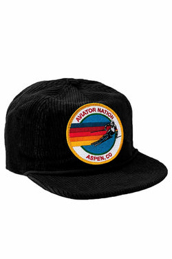 SIGNATURE ASPEN - VINTAGE CORDUROY TRUCKER HAT HATS Aviator Nation BLACK