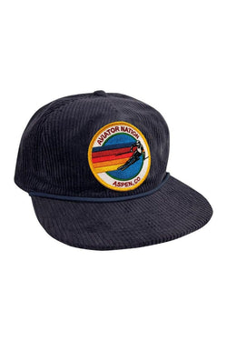 SIGNATURE ASPEN - VINTAGE CORDUROY TRUCKER HAT HATS Aviator Nation NAVY 