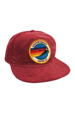 SIGNATURE ASPEN - VINTAGE CORDUROY TRUCKER HAT HATS Aviator Nation RED 