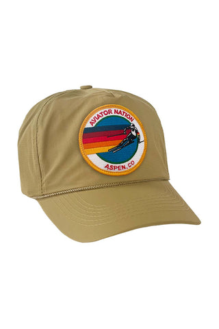 SIGNATURE ASPEN VINTAGE NYLON TRUCKER HAT HATS Aviator Nation KHAKI 