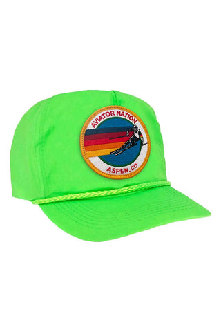 SIGNATURE ASPEN VINTAGE NYLON TRUCKER HAT HATS Aviator Nation NEON GREEN 