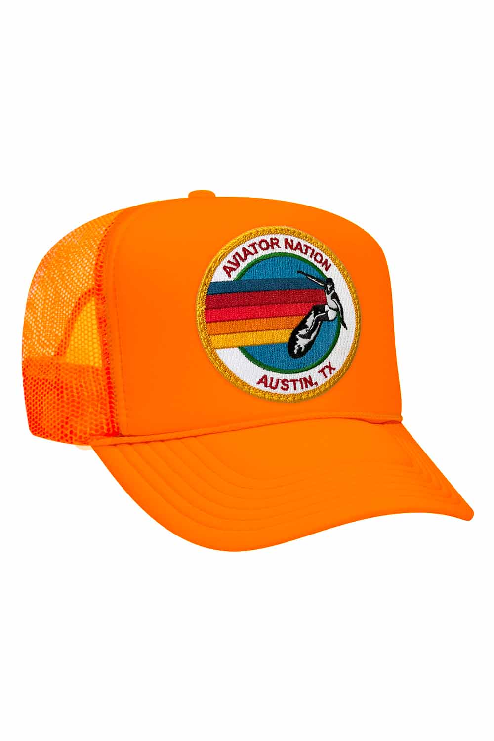 SIGNATURE AUSTIN TRUCKER HAT HATS Aviator Nation NEON ORANGE 