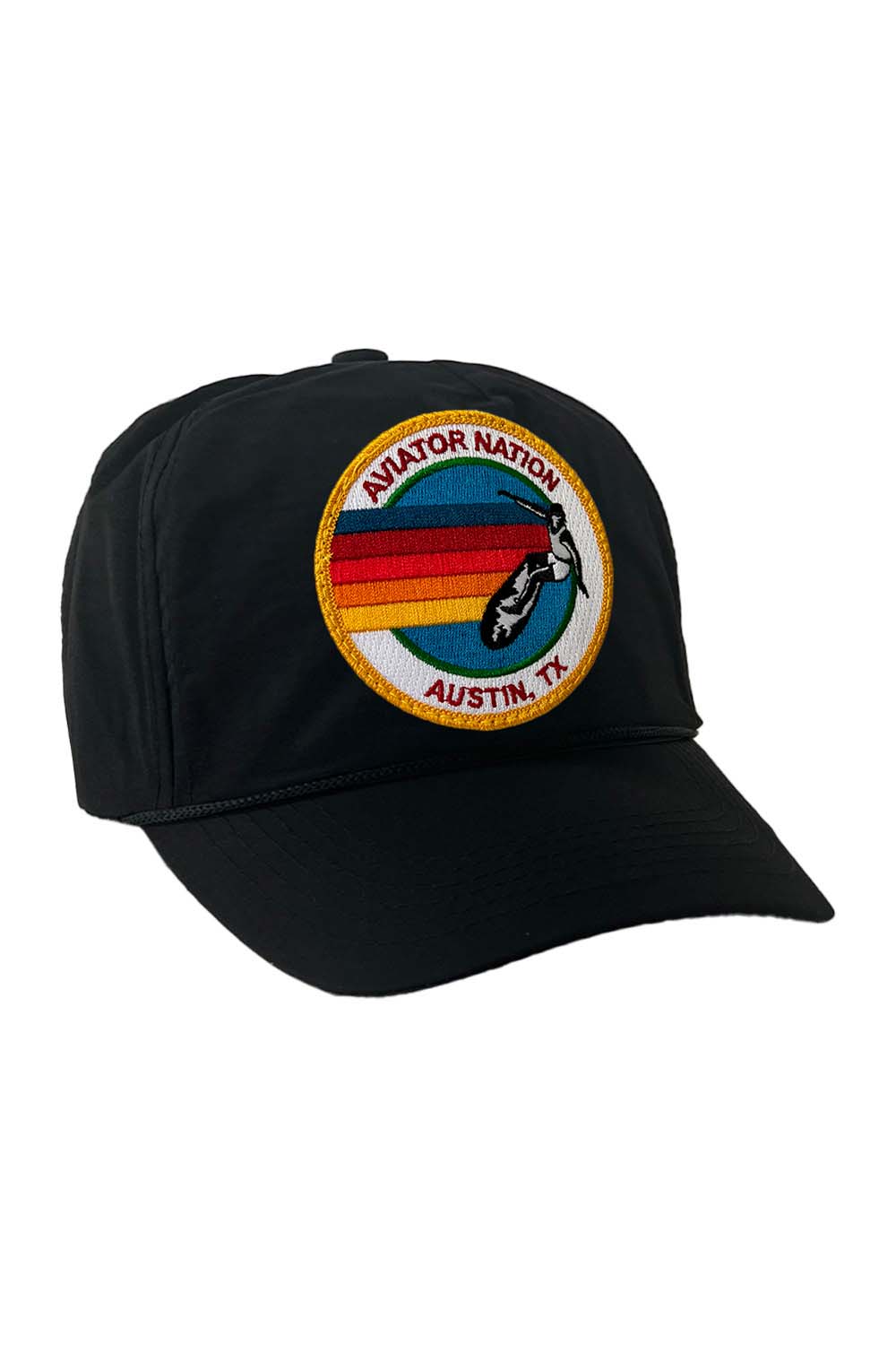 SIGNATURE AUSTIN VINTAGE NYLON TRUCKER HAT HATS Aviator Nation BLACK 