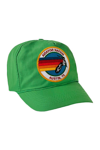 SIGNATURE AUSTIN VINTAGE NYLON TRUCKER HAT HATS Aviator Nation KELLY GREEN 