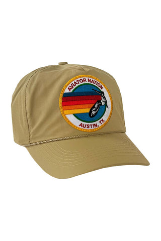 SIGNATURE AUSTIN VINTAGE NYLON TRUCKER HAT HATS Aviator Nation KHAKI 
