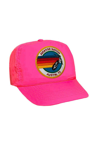 SIGNATURE AUSTIN VINTAGE NYLON TRUCKER HAT HATS Aviator Nation NEON PINK 