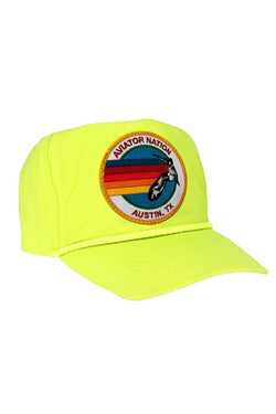 SIGNATURE AUSTIN VINTAGE NYLON TRUCKER HAT HATS Aviator Nation NEON YELLOW 