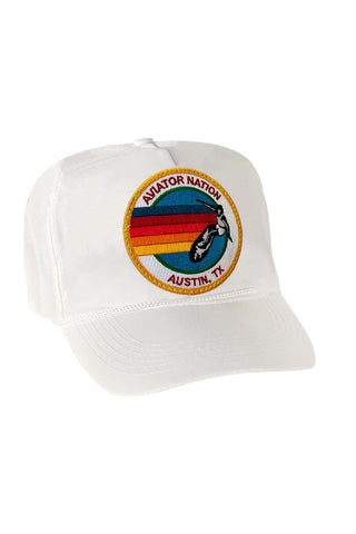 SIGNATURE AUSTIN VINTAGE NYLON TRUCKER HAT HATS Aviator Nation WHITE 